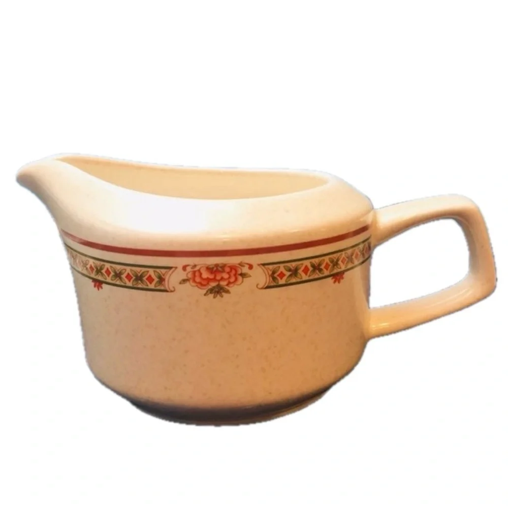Lenox Temperware Creamer Coral Blossoms tan cream red brown green